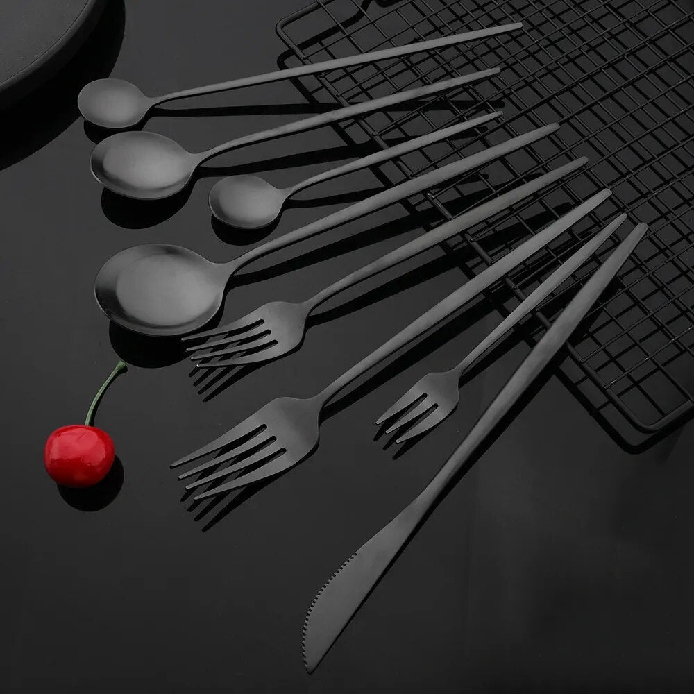 Cubit Matte Black 18/10 Stainless Steel 20 Piece Flatware Set