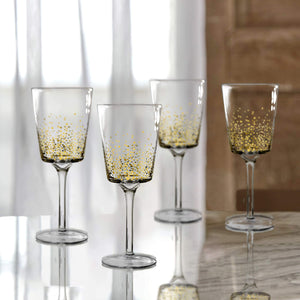 Set of 4 gold sparkly glasses