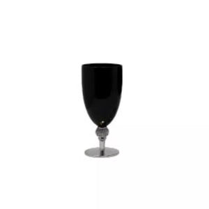 Vikko Decor, Silver stem, Black, W/ Diamond accents, Water glass