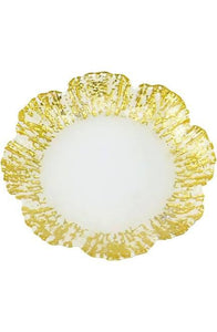 Set of 4 flower shaped glass dessert plates