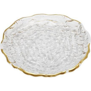 Set of 4 glass dessert plates  With gold rim