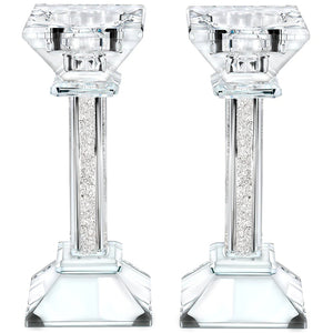 Set of 2 Crystal candlesticks - 6.3"